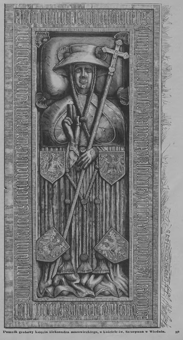 Fotografia przedstawiająca Opis wiedeńskiego nagrobka Aleksandra mazowieckiego