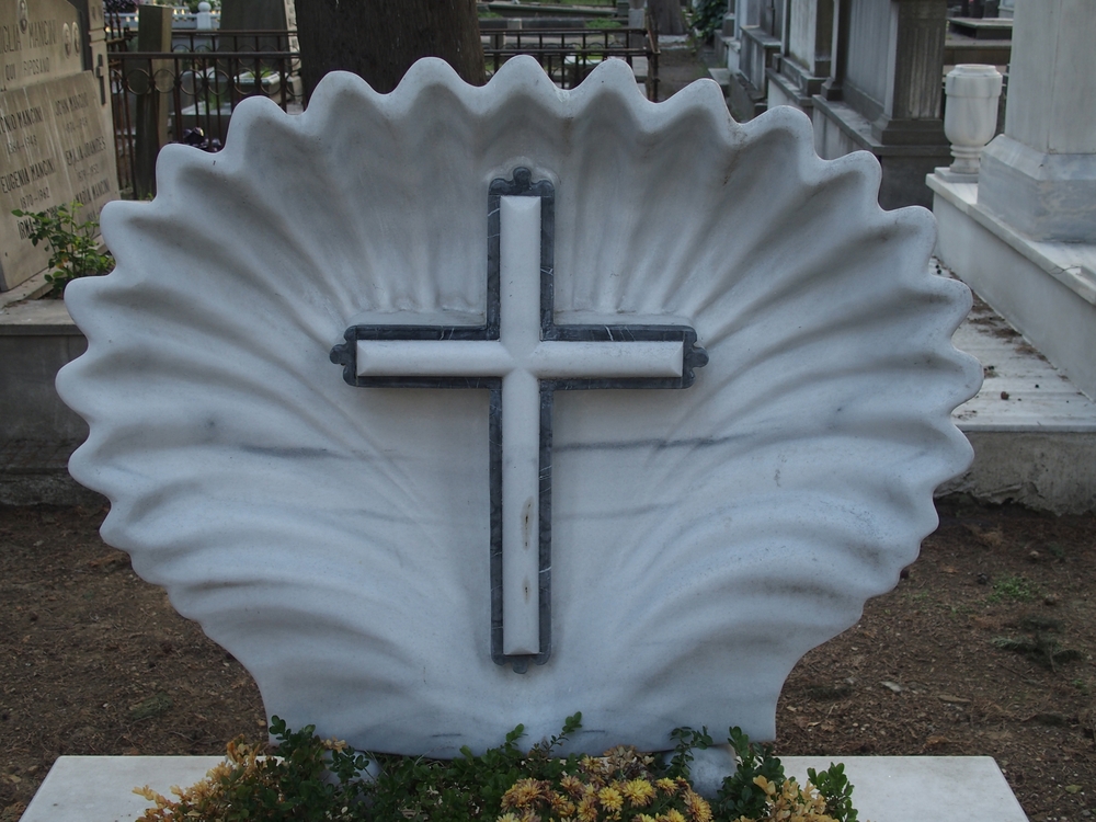 Fragment of the tombstone of Julietta and Georges Vichnievsky, Feriköy Catholic Cemetery, Istanbul
