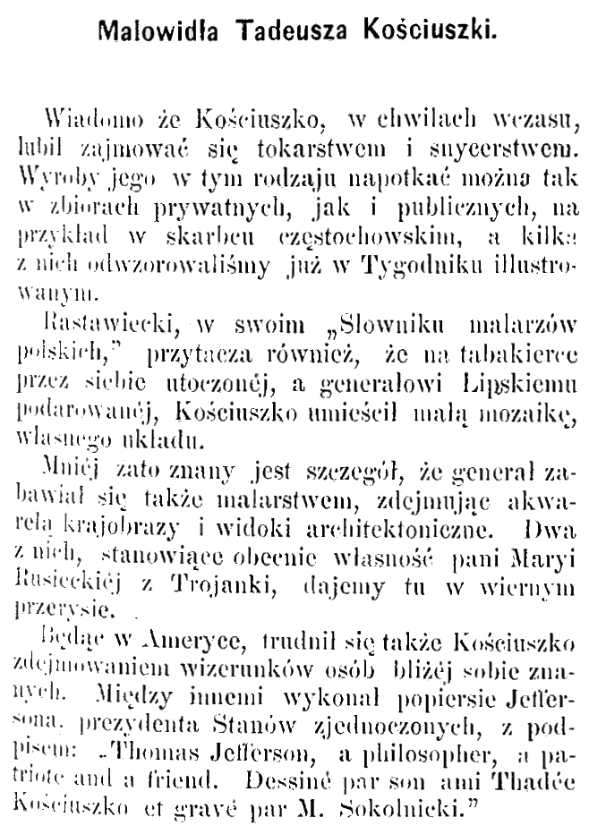 Photo showing Description of the paintings of Tadeusz Kościuszko