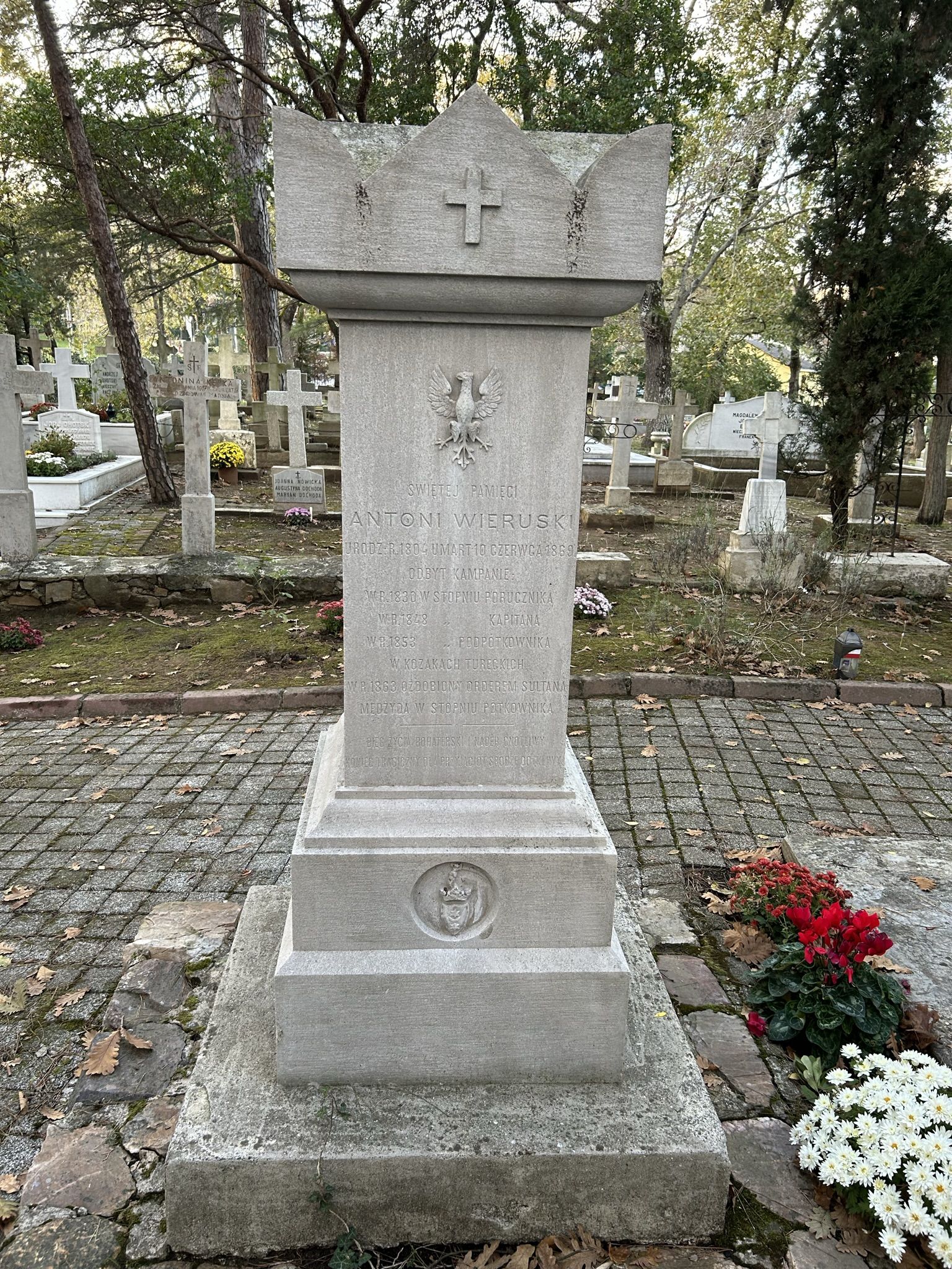 Tombstone of Antoni Wieruski, Catholic cemetery in Adampol