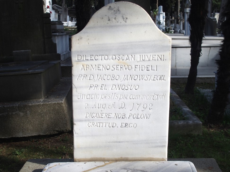 Tombstone monument of Jakub Janowsiecki, Feriköy Catholic Cemetery in Istanbul