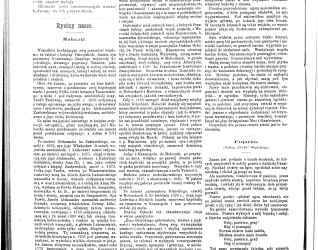 Strona z 'Tygodnika Illustrowanego' (1881) z artykułem o Mołoczku. Tekst omawia Janusza Ostrogskiego, jego matkę oraz przekazanie dóbr Aleksandrowi Zasławskiemu. Strona zawiera kolumny tekstu z nagłówkami.
