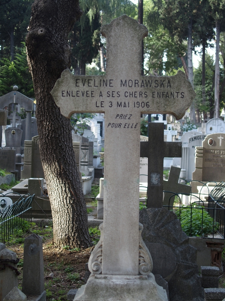 Fragment of the tombstone of Eveline and Simon Morawski, Feriköy Catholic Cemetery, Istanbul