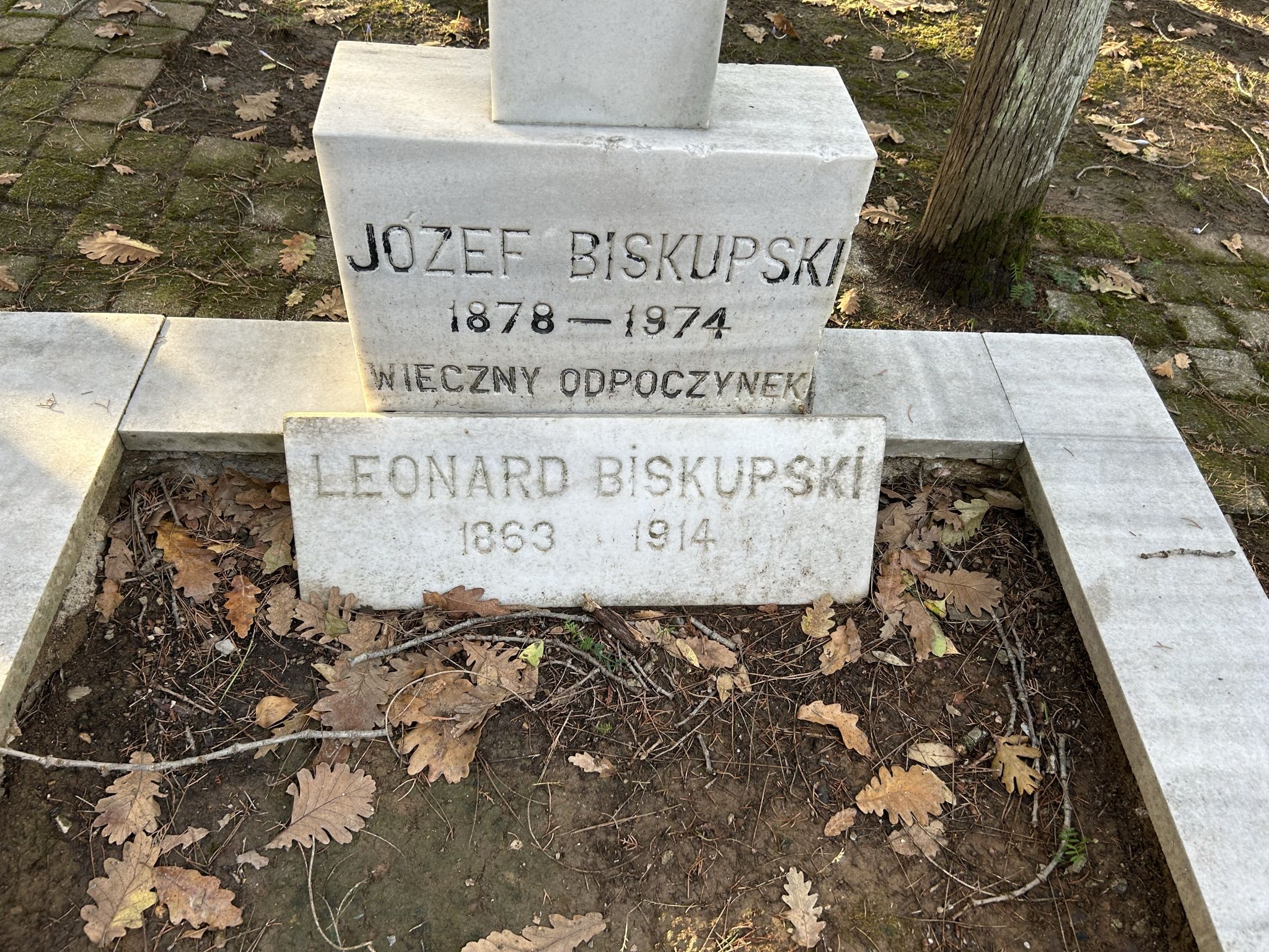 Licencja z nagrobka Józefa i Leonarda Biskupskiego, cmentarz katolicki w Adampolu