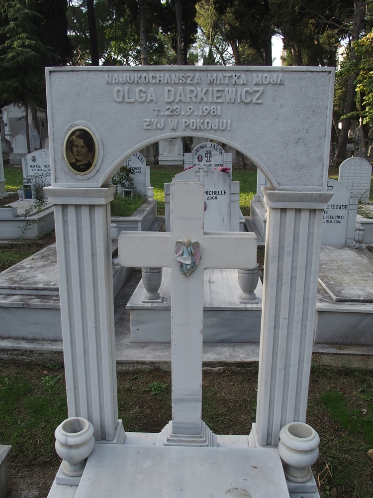 Fragment of the tombstone of Josephine and Olga Darkievich, Feriköy Catholic Cemetery, Istanbul