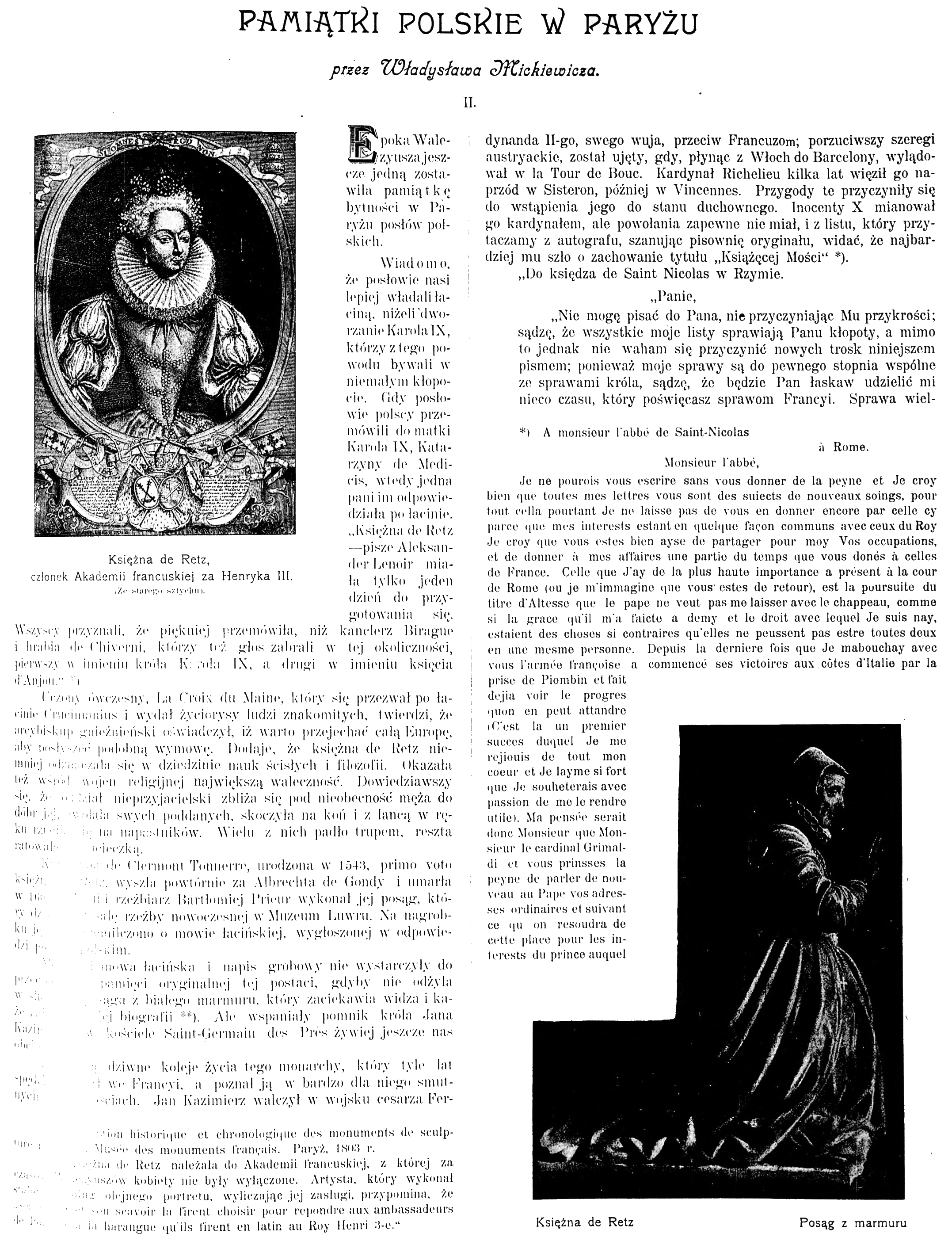 Photo showing Description of Polish souvenirs in Paris; Tomb monument of Jan II Casimir Vasa