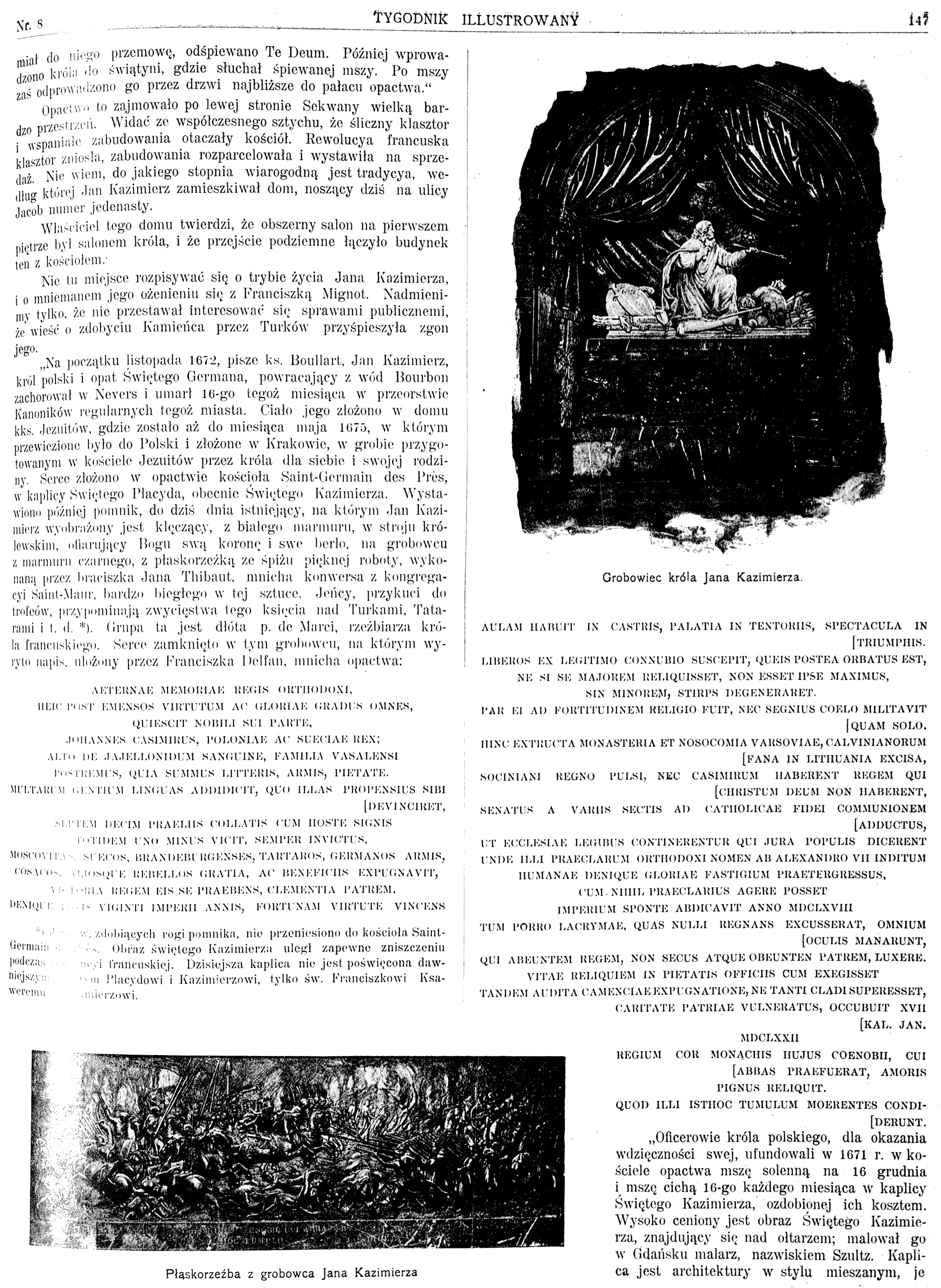 Photo showing Description of Polish souvenirs in Paris; Tomb monument of Jan II Casimir Vasa