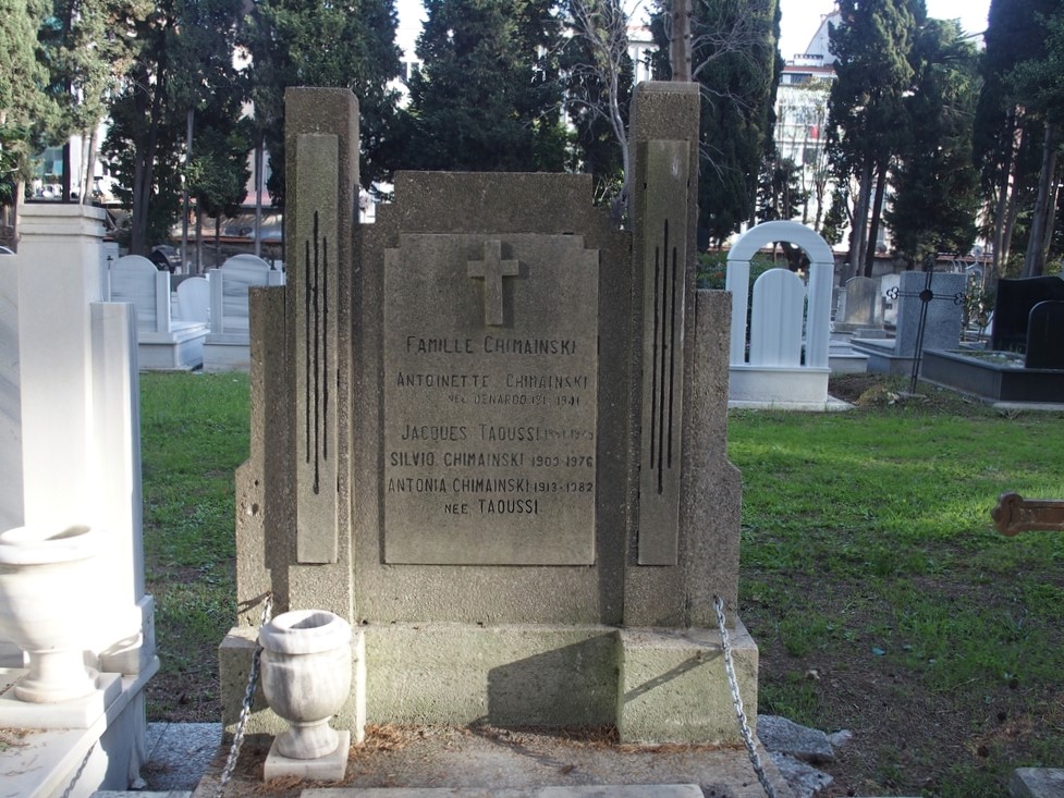 Fragment of tombstone of Antonia, Antoinette, Silvia Chimainski, Jacques Taoussi, Feriköy Catholic Cemetery, Istanbul