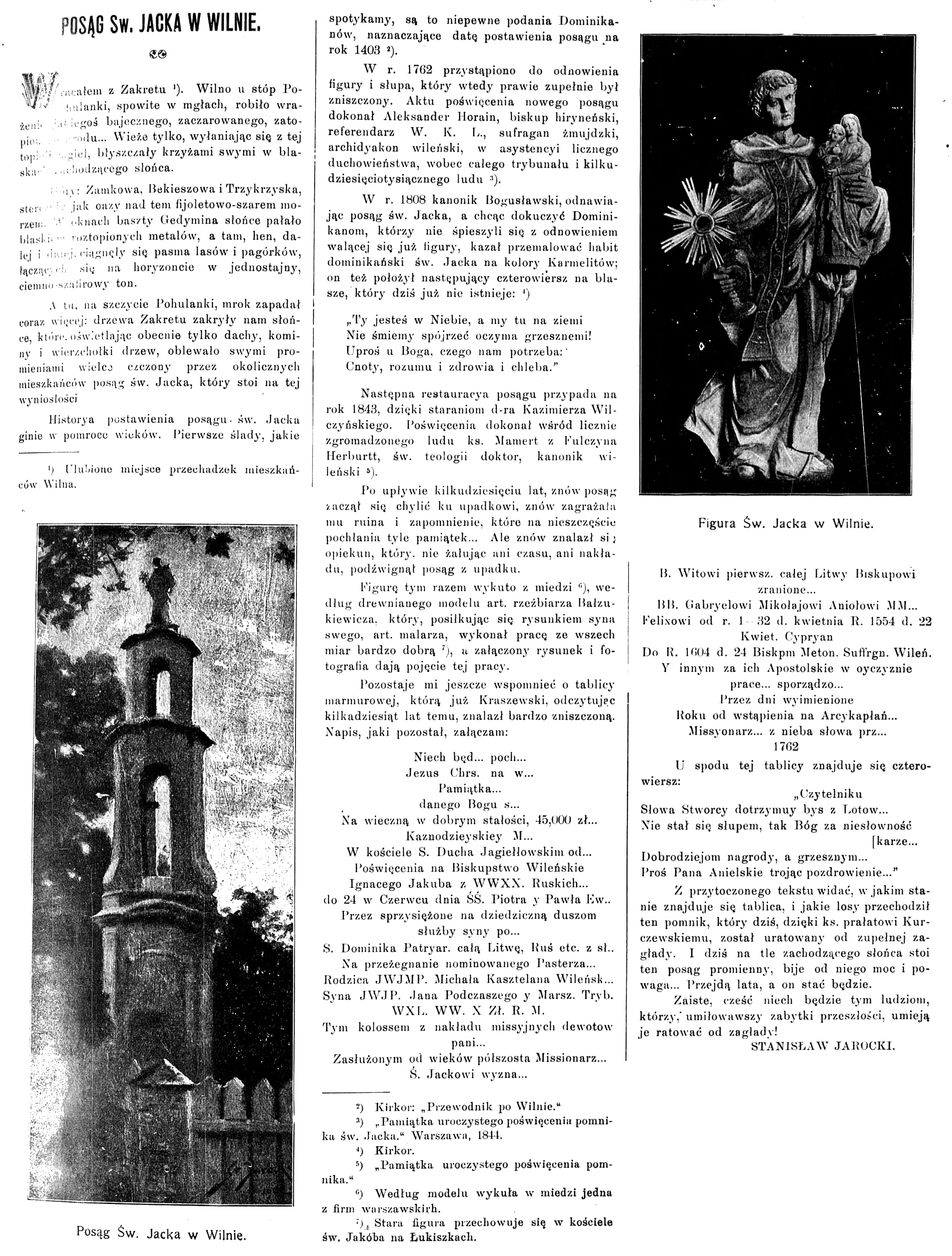 Photo showing Description of the statue of St. Jack in Vilnius