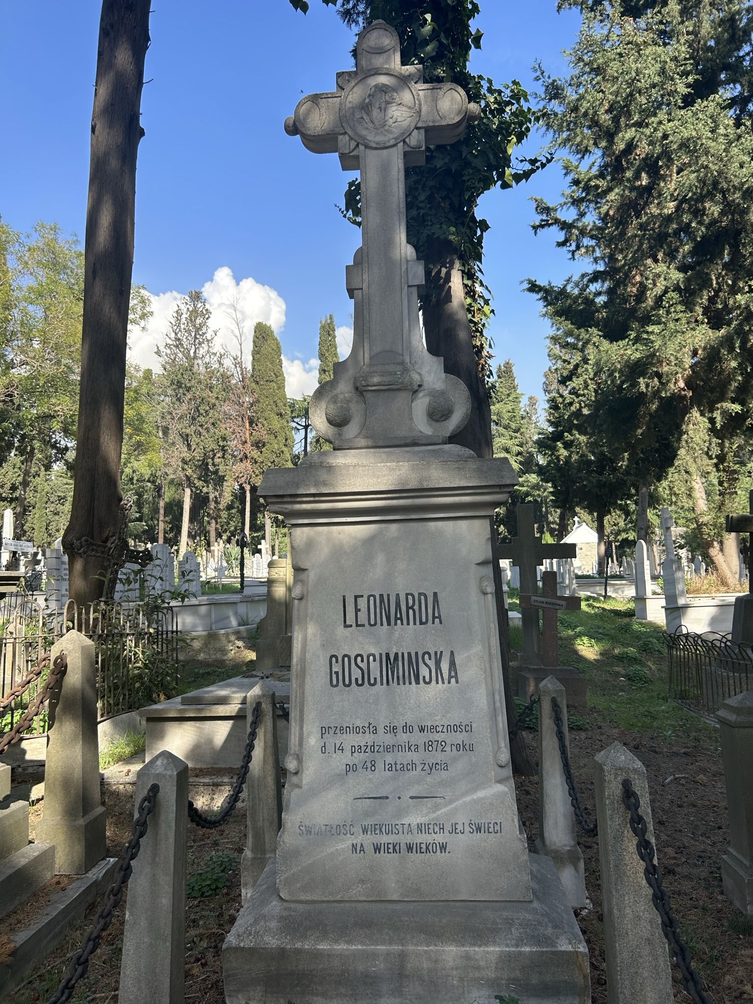 Tombstone of Leonarda Gosciminska, Catholic cemetery in Feriköy