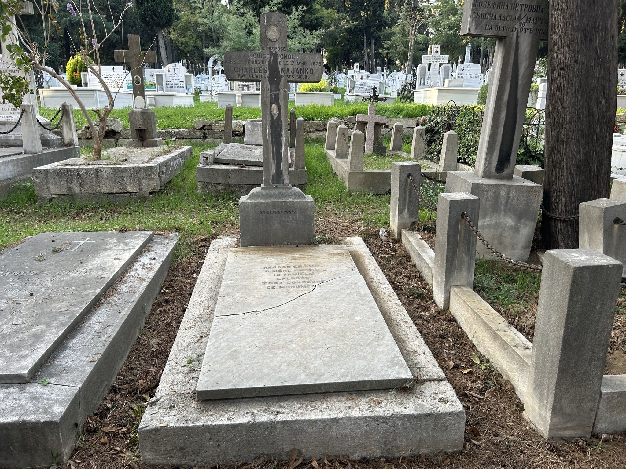Tombstone of Charles Karajanko and Helen Giulani, Catholic cemetery in Feriköy