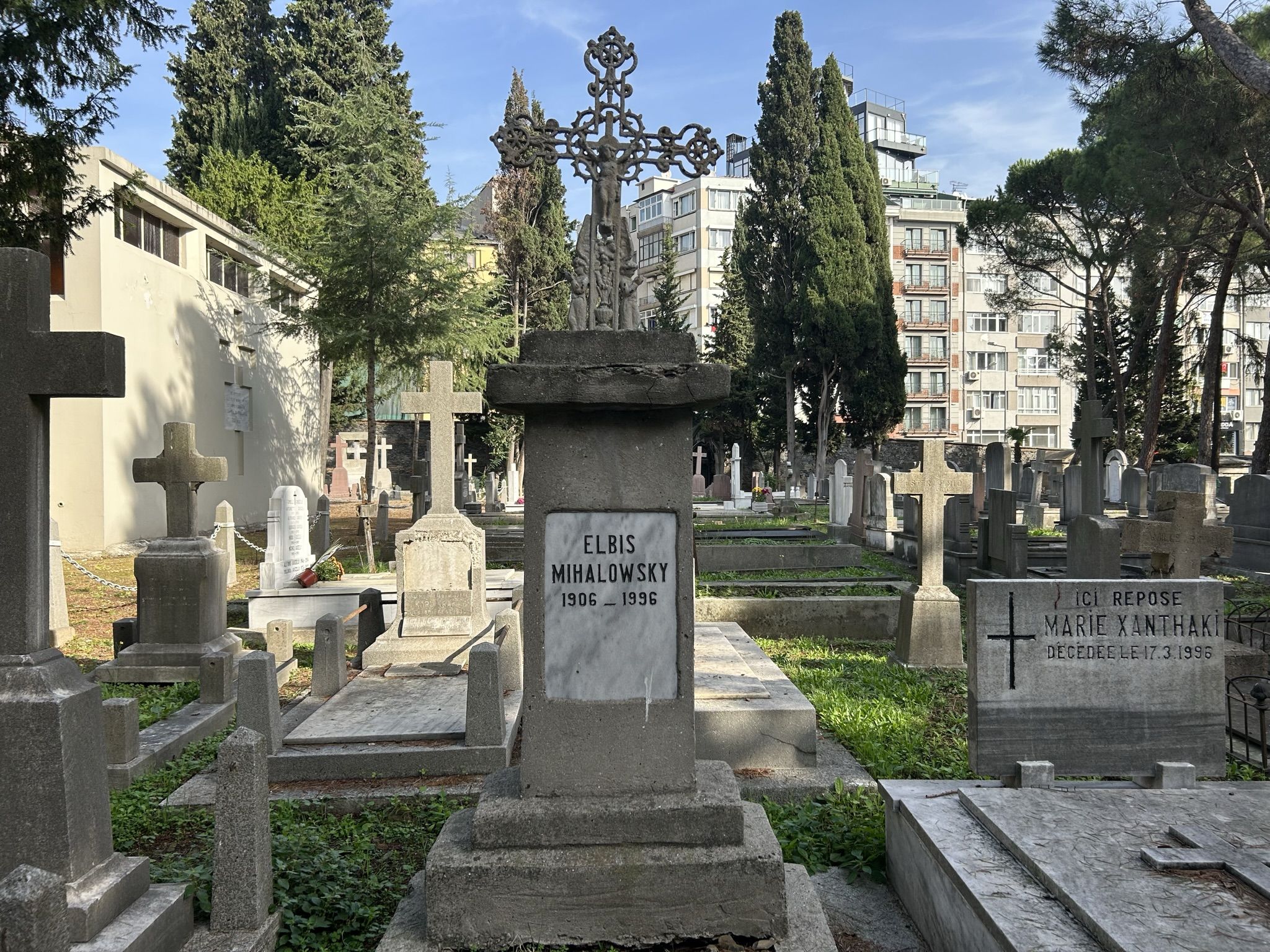 Tombstone of Elbis Mhalowski, Catholic cemetery in Feriköy