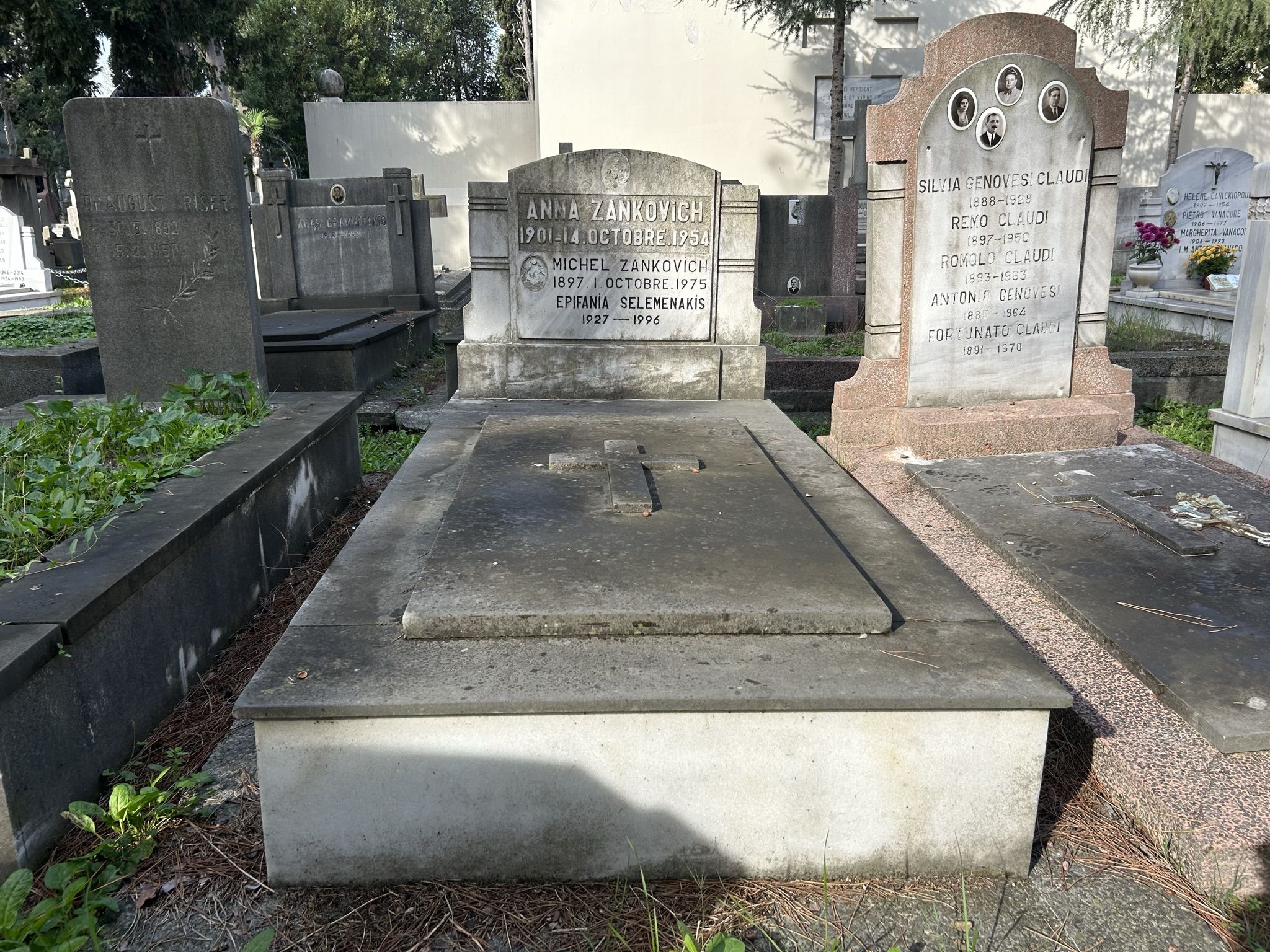 Tombstone of Anna and Michel Zankovich, Epiphany Selemenakis, Catholic cemetery in Feriköy