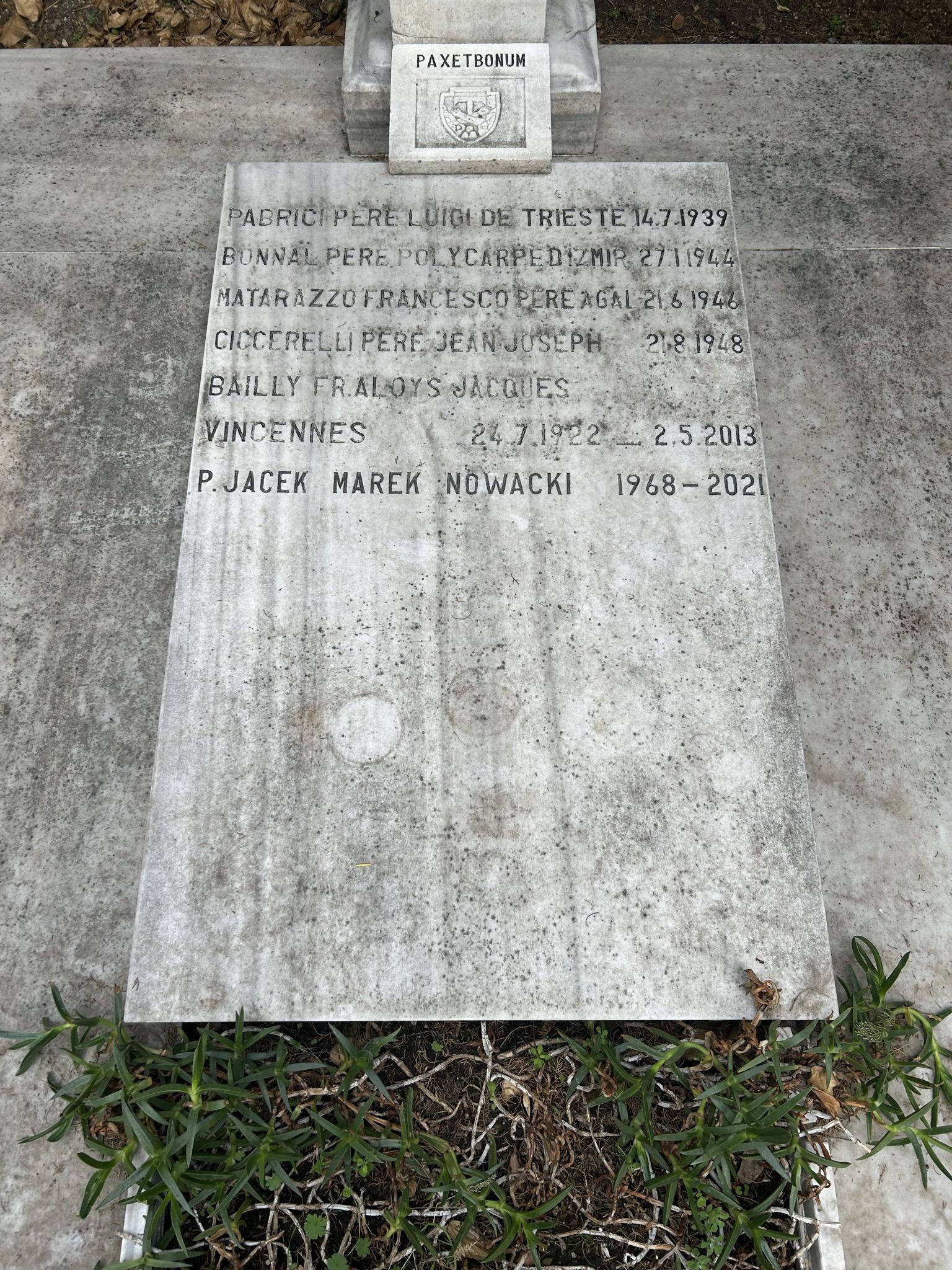 Inscription from the tombstone of the Capuchin Fathers, Catholic cemetery in Feriköy