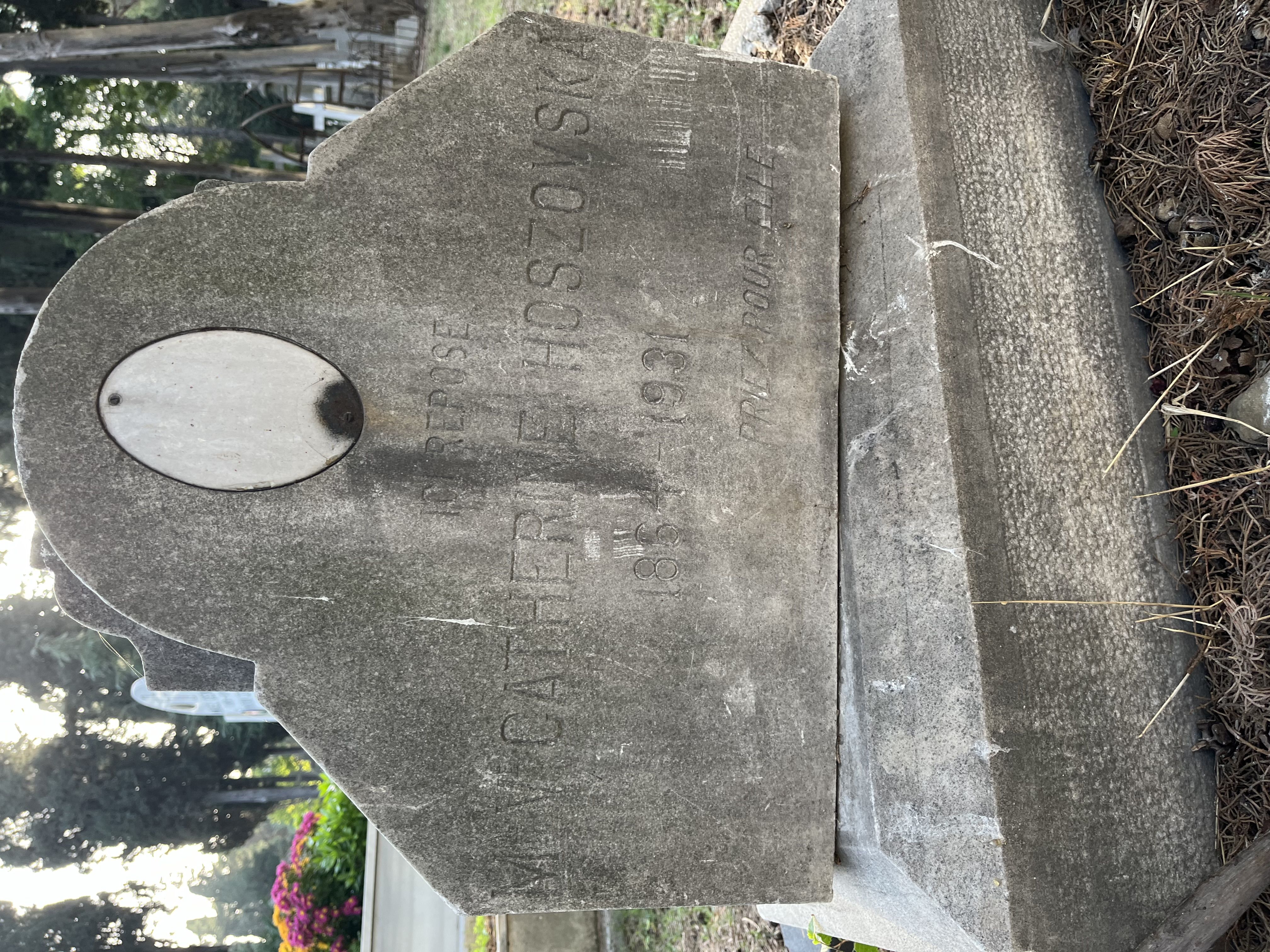 Inscription from the tombstone of Catherine Hoszovska, Catholic cemetery in Feriköy