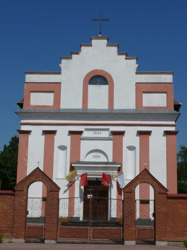 Façade of the church in Janów Poleski