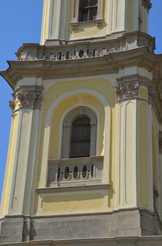Buchach, town hall, tower detail