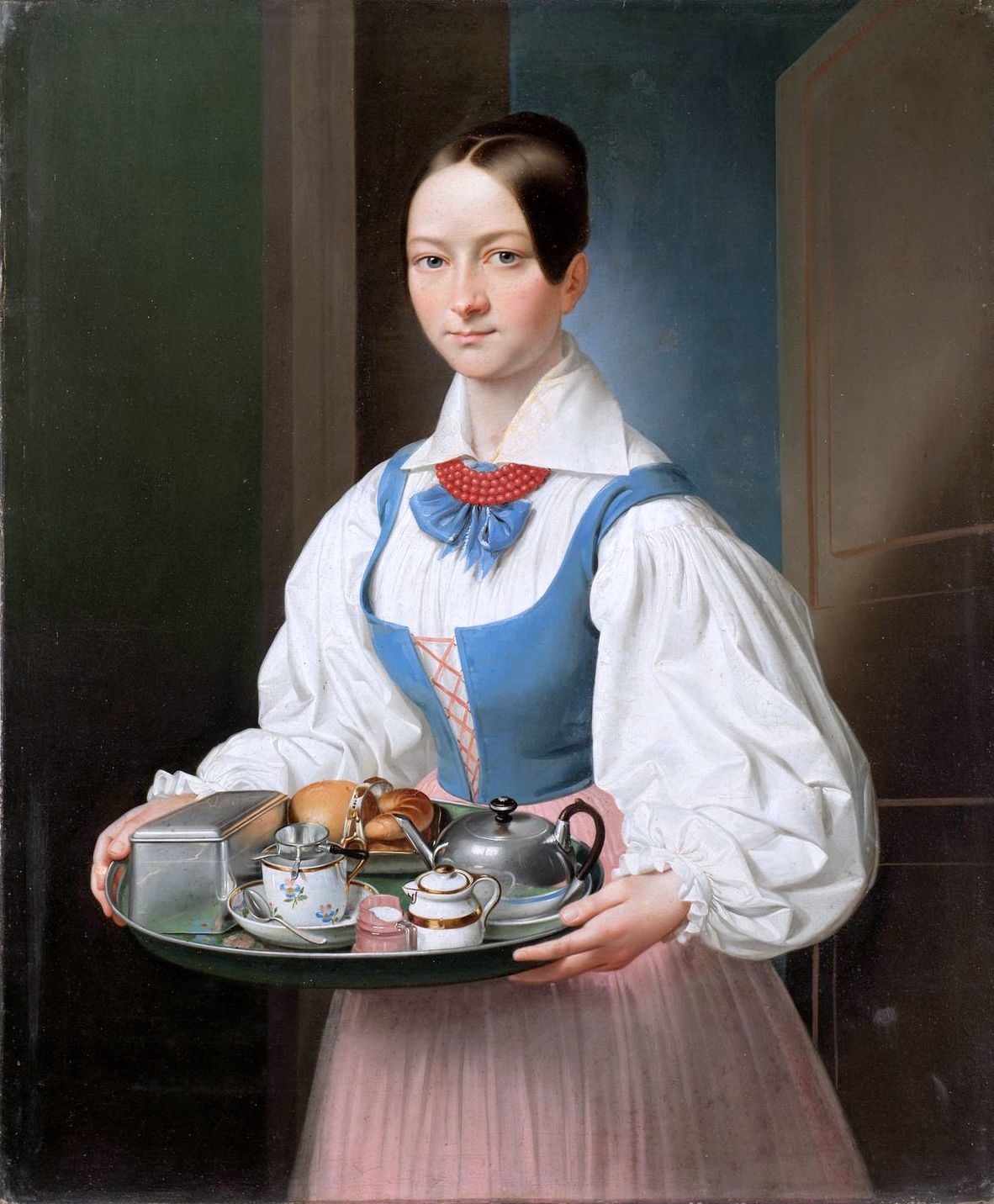 Photo montrant Marcin Jablonski. Girl with breakfast on a tray, 1837