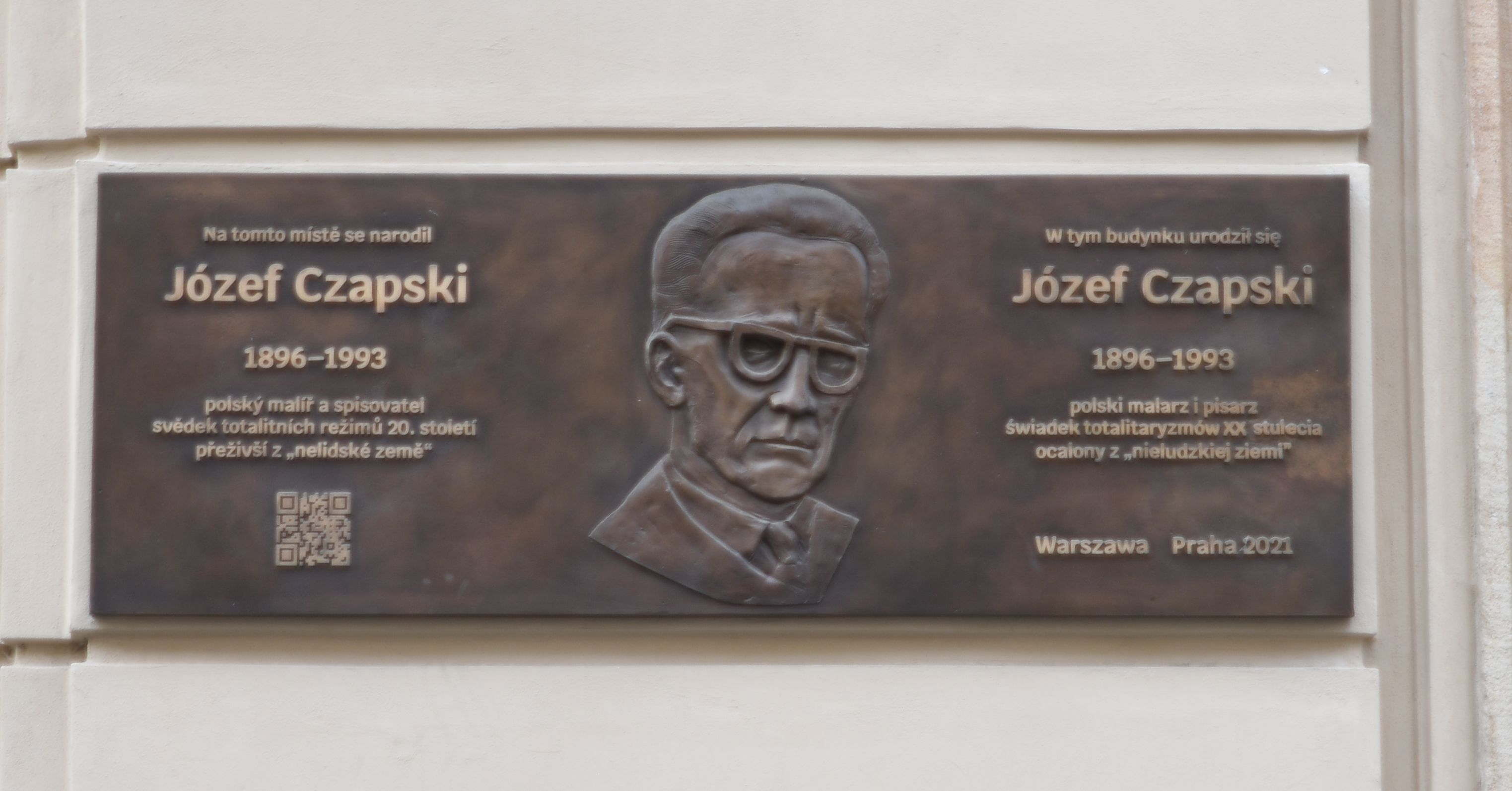 Fotografia przedstawiająca Tablica upamiętniająca Józefa Czapskiego w Pradze