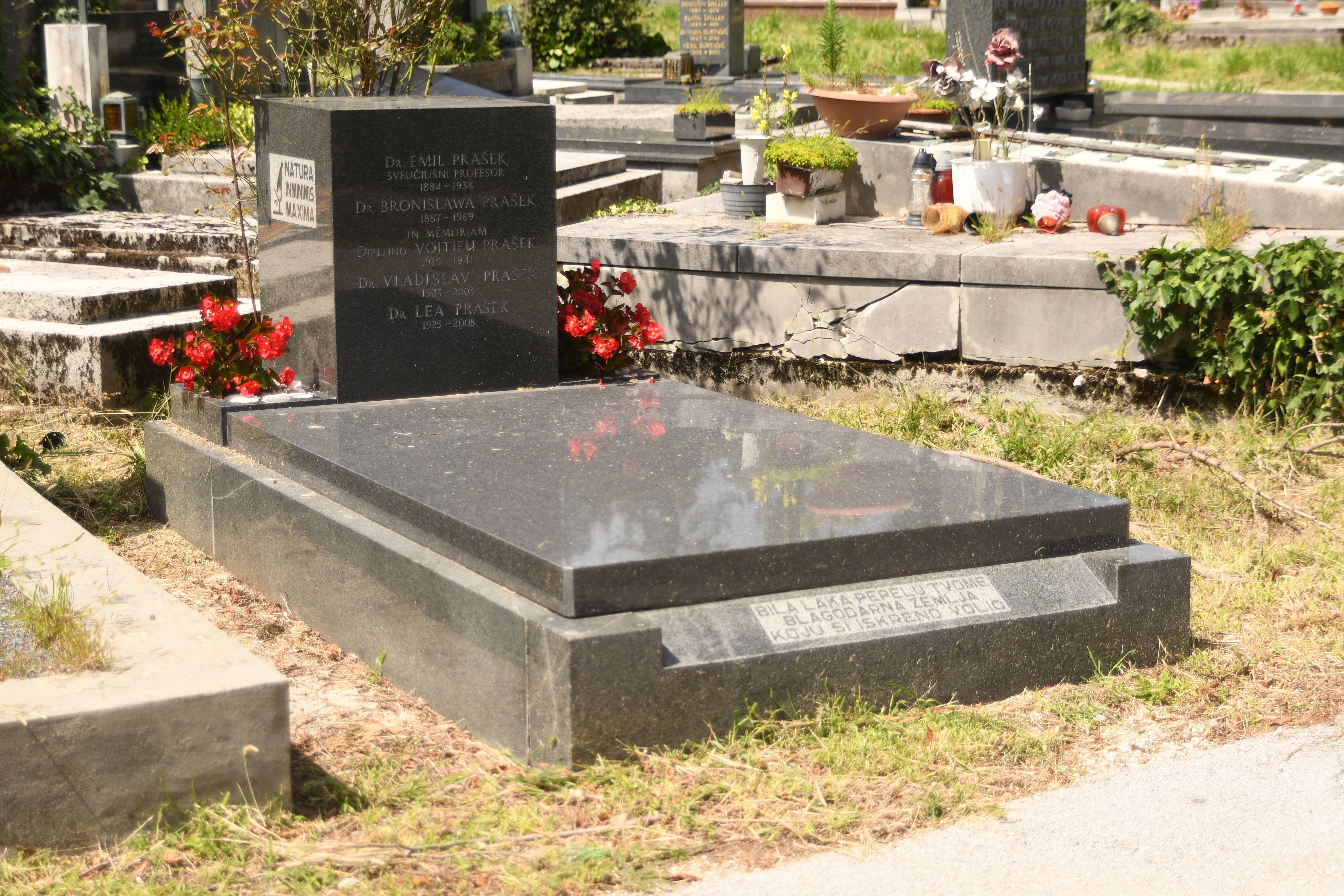 Photo montrant Tombstone of the Polish physician Bronislawa Całczyńska-Prašek decorated with the Righteous Among the Nations medal