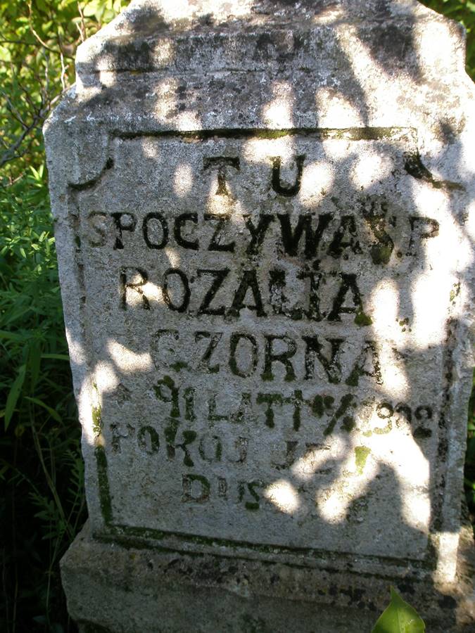 Tombstone of Rozalia Czorna, cemetery in Duliby, state from 2006