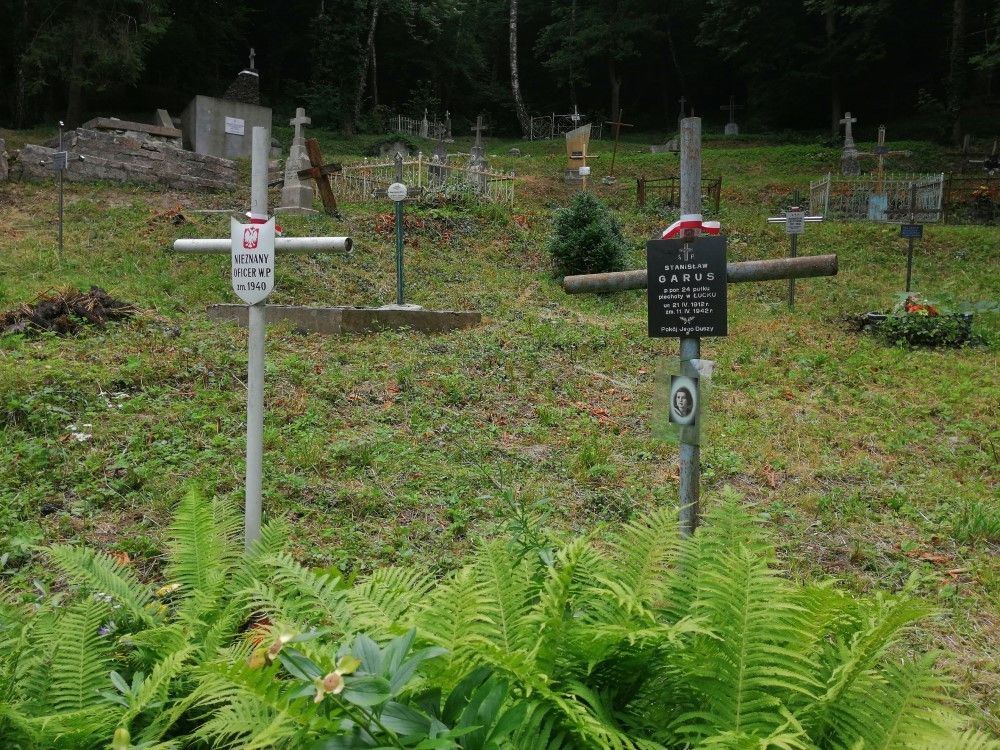 Fotografia przedstawiająca Prace porządkowe na cmentarzu polskim w Krzemieńcu