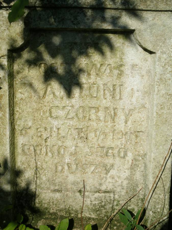 Tombstone of Antoni Czorny, cemetery in Duliby, state from 2006