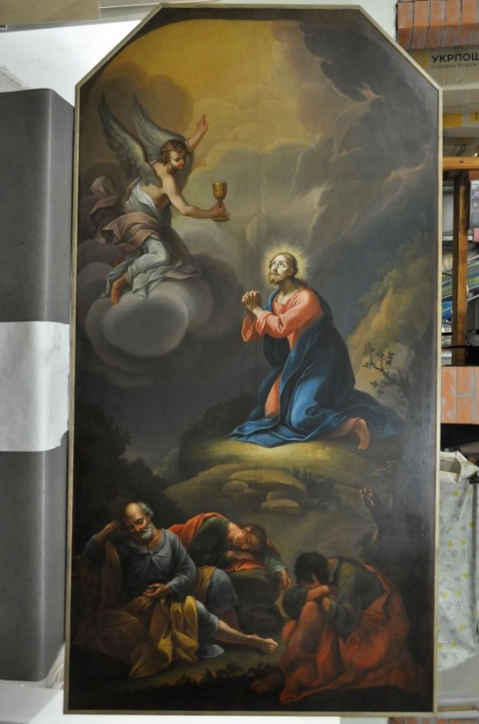 Photo montrant Restoration and conservation work on the painting \"Prayer in the Garden\" from the Cathedral of Lviv of the Latin Rite