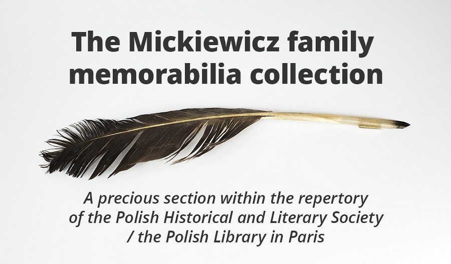 Fotografia przedstawiająca Mickiewicziana i numizmaty w zbiorach Biblioteki Polskiej w Paryżu