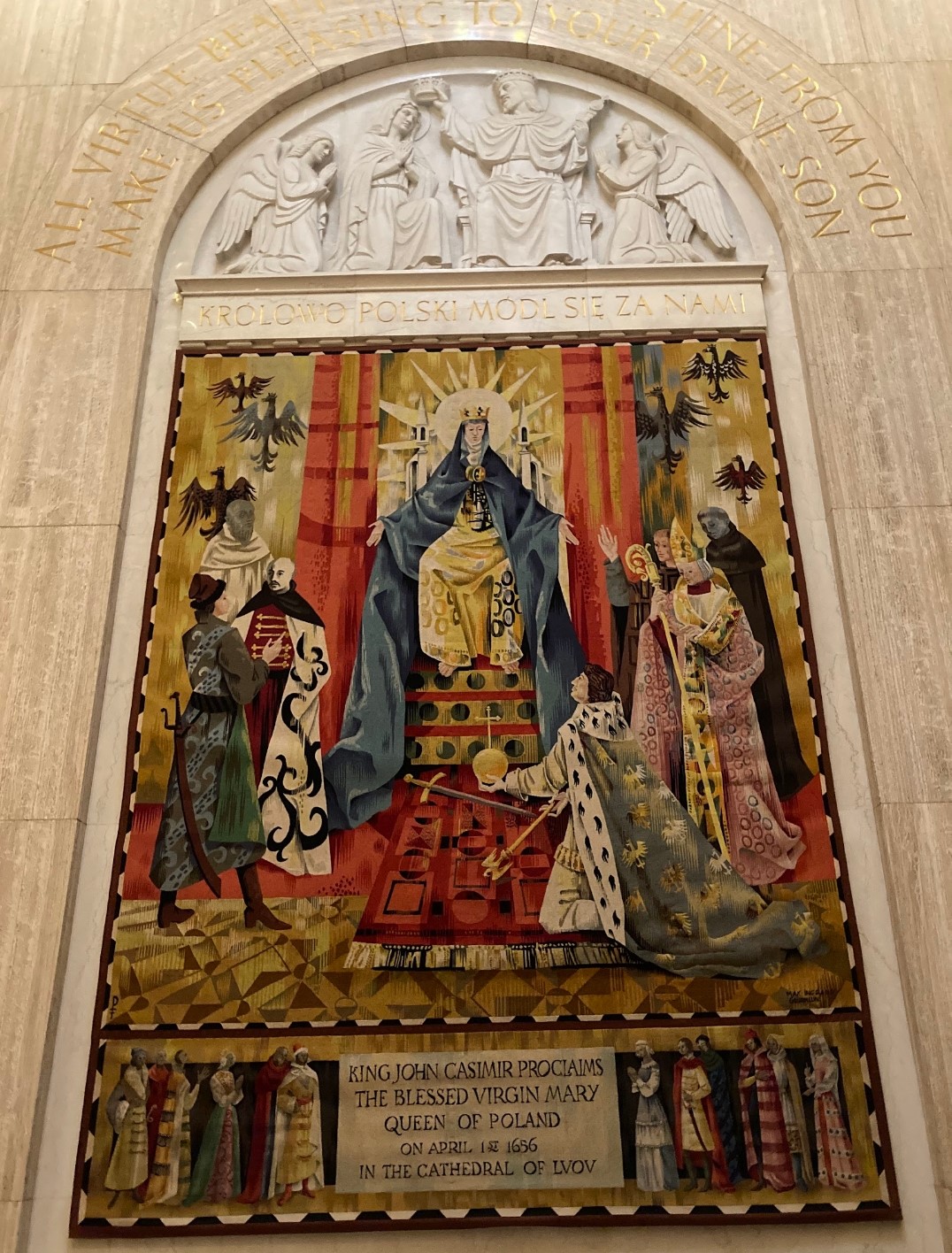 Fotografia przedstawiająca Obrazy w kaplicy polskiej w Sanktuarium Niepokalanego Poczęcia w Waszyngtonie