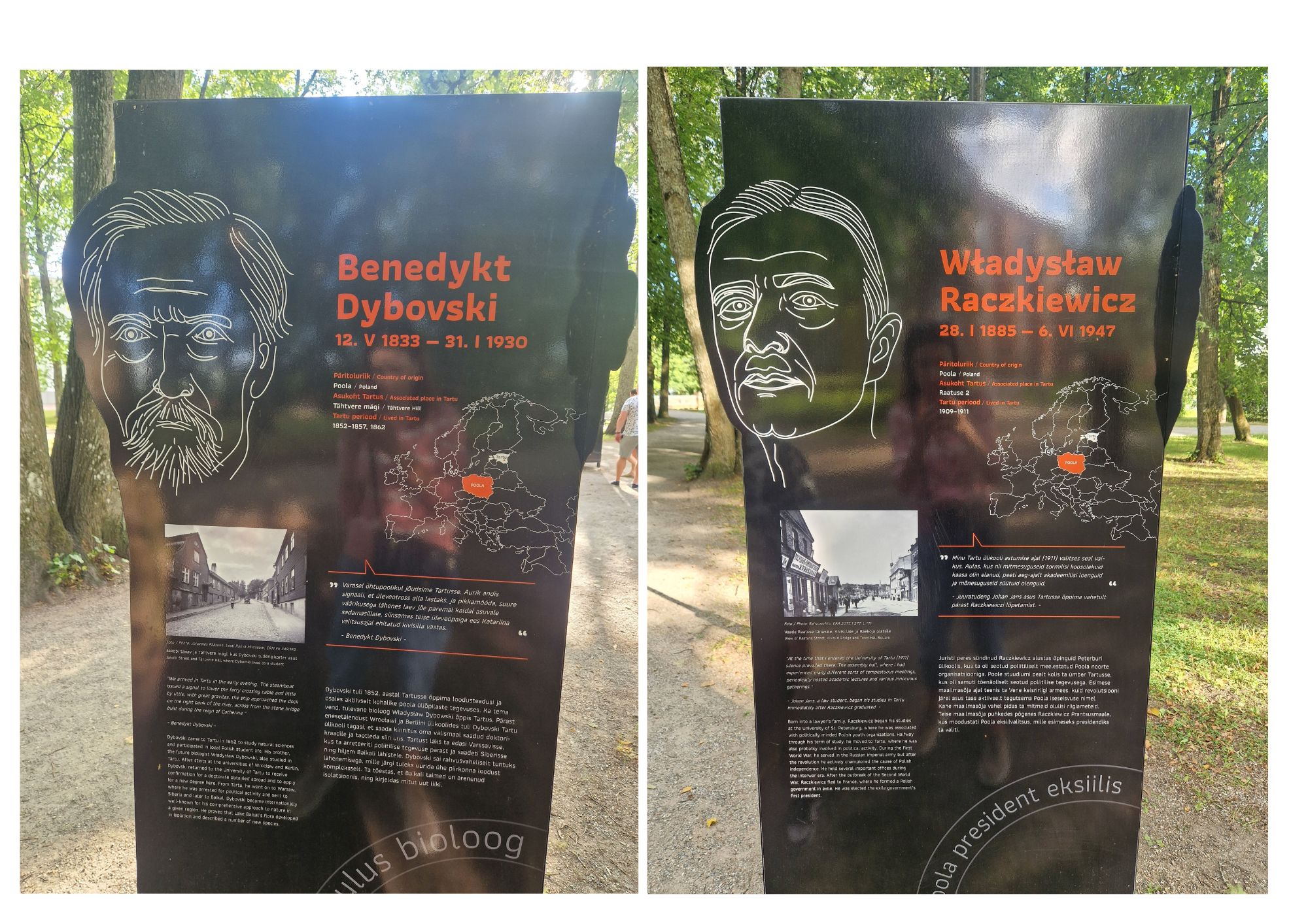 Fotografia przedstawiająca Plaques dedicated to Władysław Raczkiewicz and Benedict Dybowski in Tartu