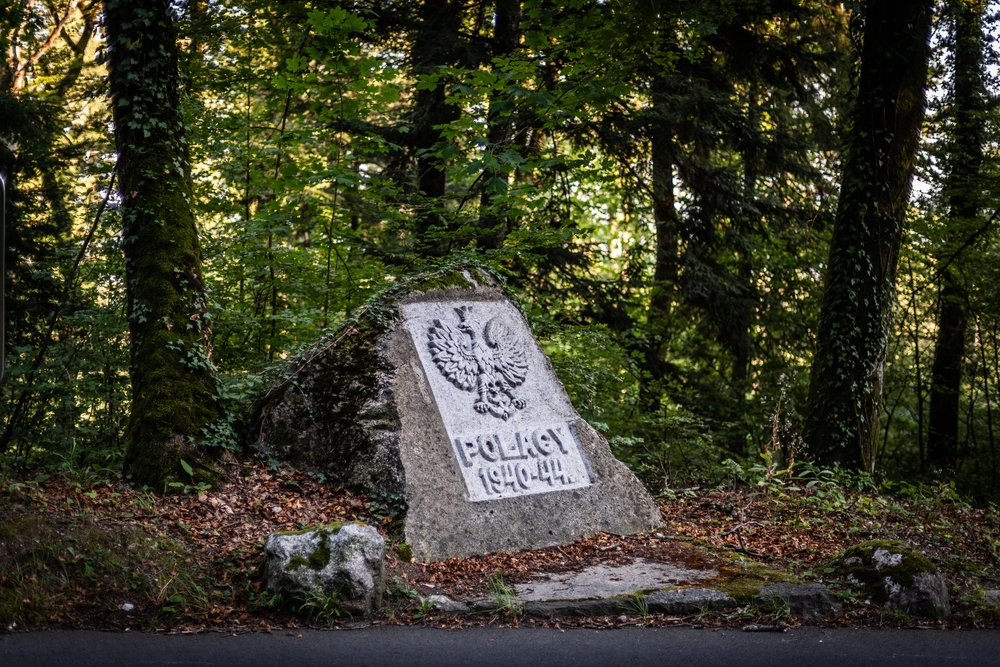 Fotografia przedstawiająca Stone commemorating Polish soldiers on the \"Polish road\" to Cornaux-St Blaise