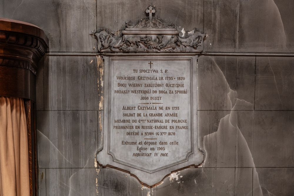 Fotografia przedstawiająca Epitaph plaque of Wojciech Grzymała in the Church of St Francis de Sales