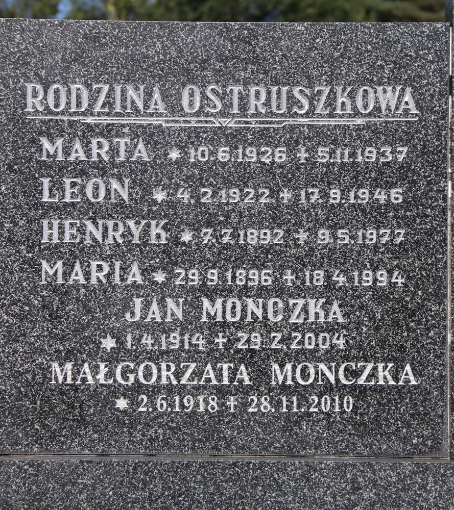 Fotografia przedstawiająca Tombstone of the Ostruszkova family