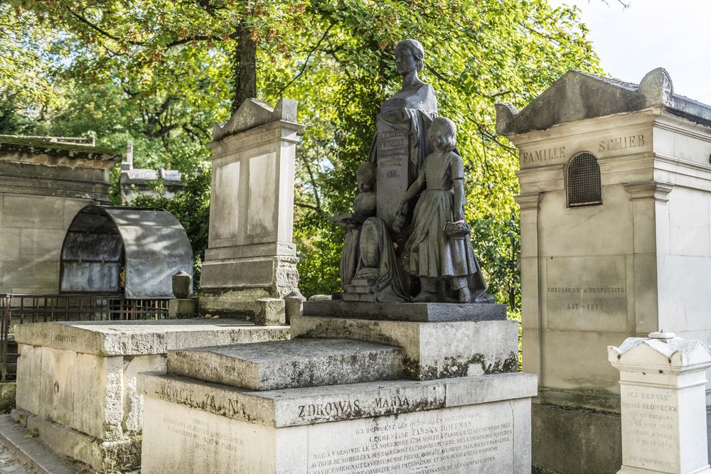 Fotografia przedstawiająca Tombstone of Klementyna Hoffmanowa, née Tańska, in the Père-Lachaise cemetery in Paris