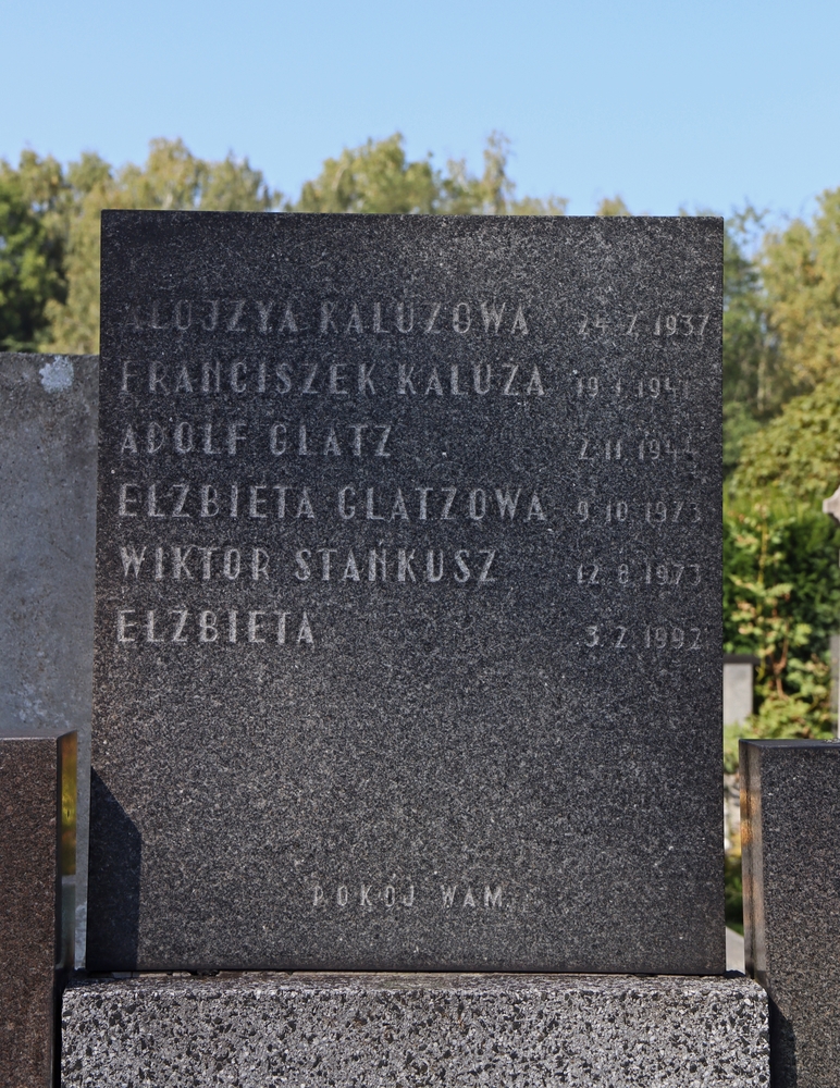 Fotografia przedstawiająca Nagrobek rodzin Kaluza, Glatz i Stańkusz
