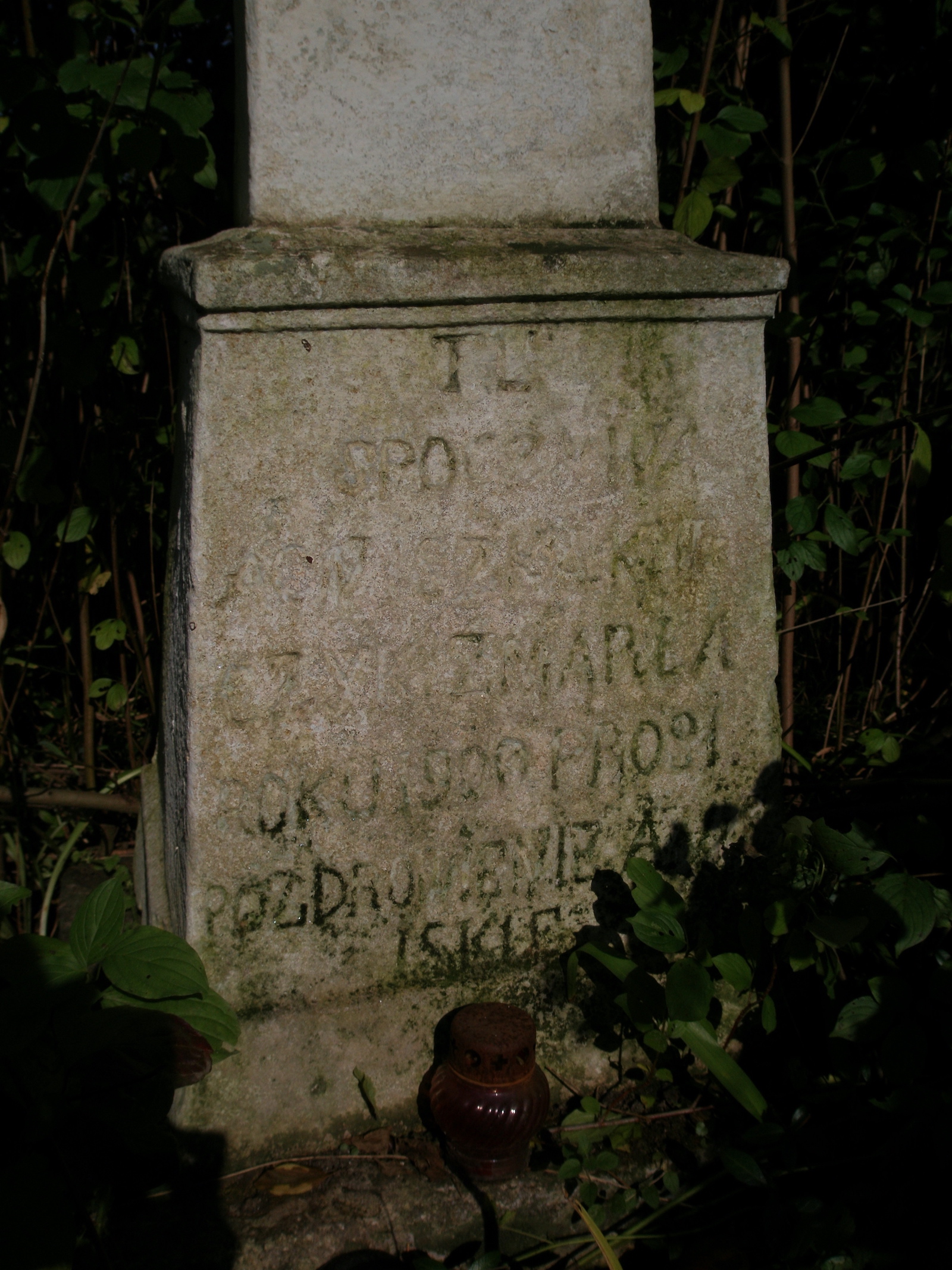 Fragment of the tombstone of Agnieszka Kulczyk, Dulibach cemetery, 2006 state.