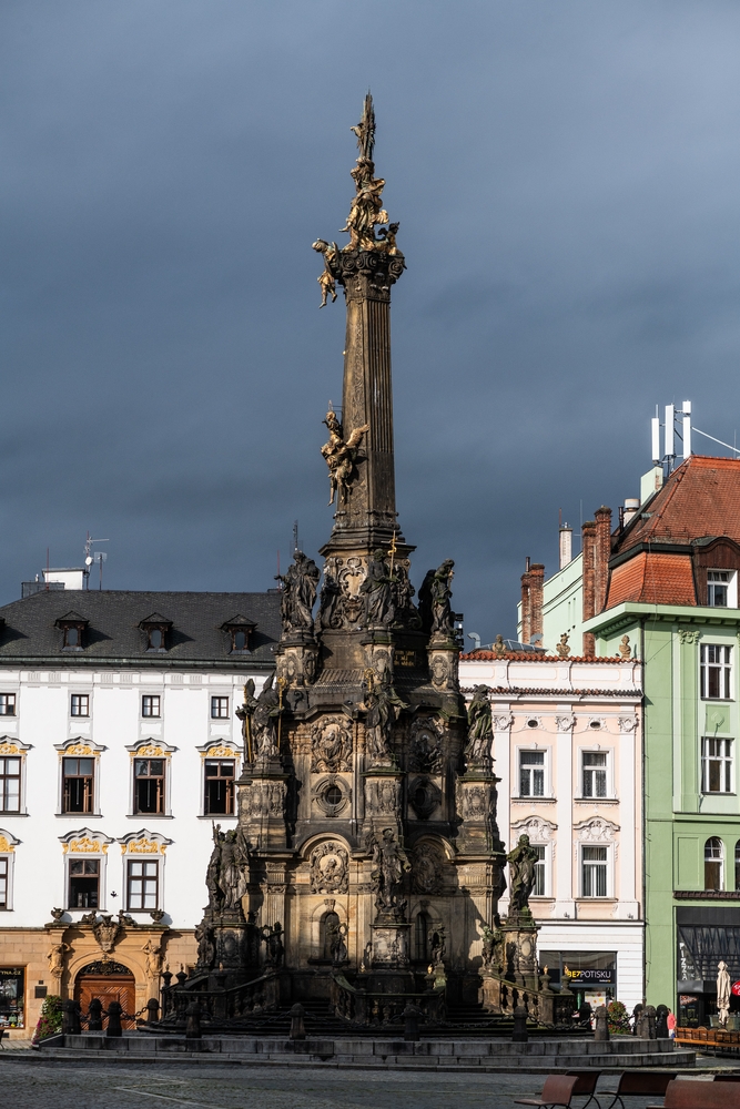 Fotografia przedstawiająca Kolumna Trójcy Przenajświętszej w Ołomuńcu - obiekt na liście światowego dziedzictwa UNESCO