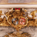 Fotografia przedstawiająca Cartouche with the coats of arms of Maximilian III Joseph Wittelsbach and Marie Anna Wettin at the Cuvilliés Theatre in Munich