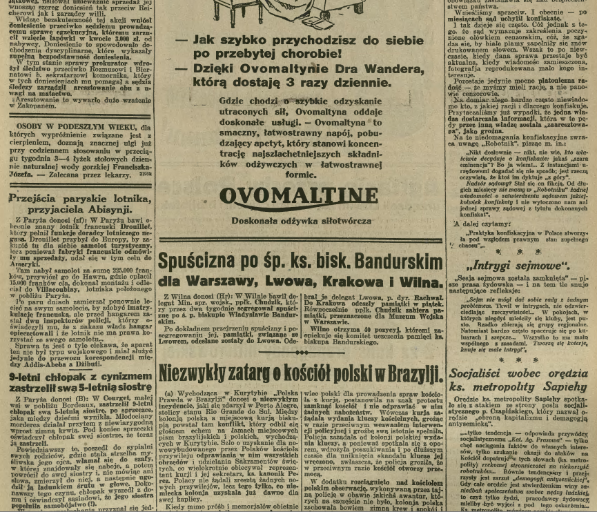 Photo montrant Mention of the dispute over the Polish church in Brazil