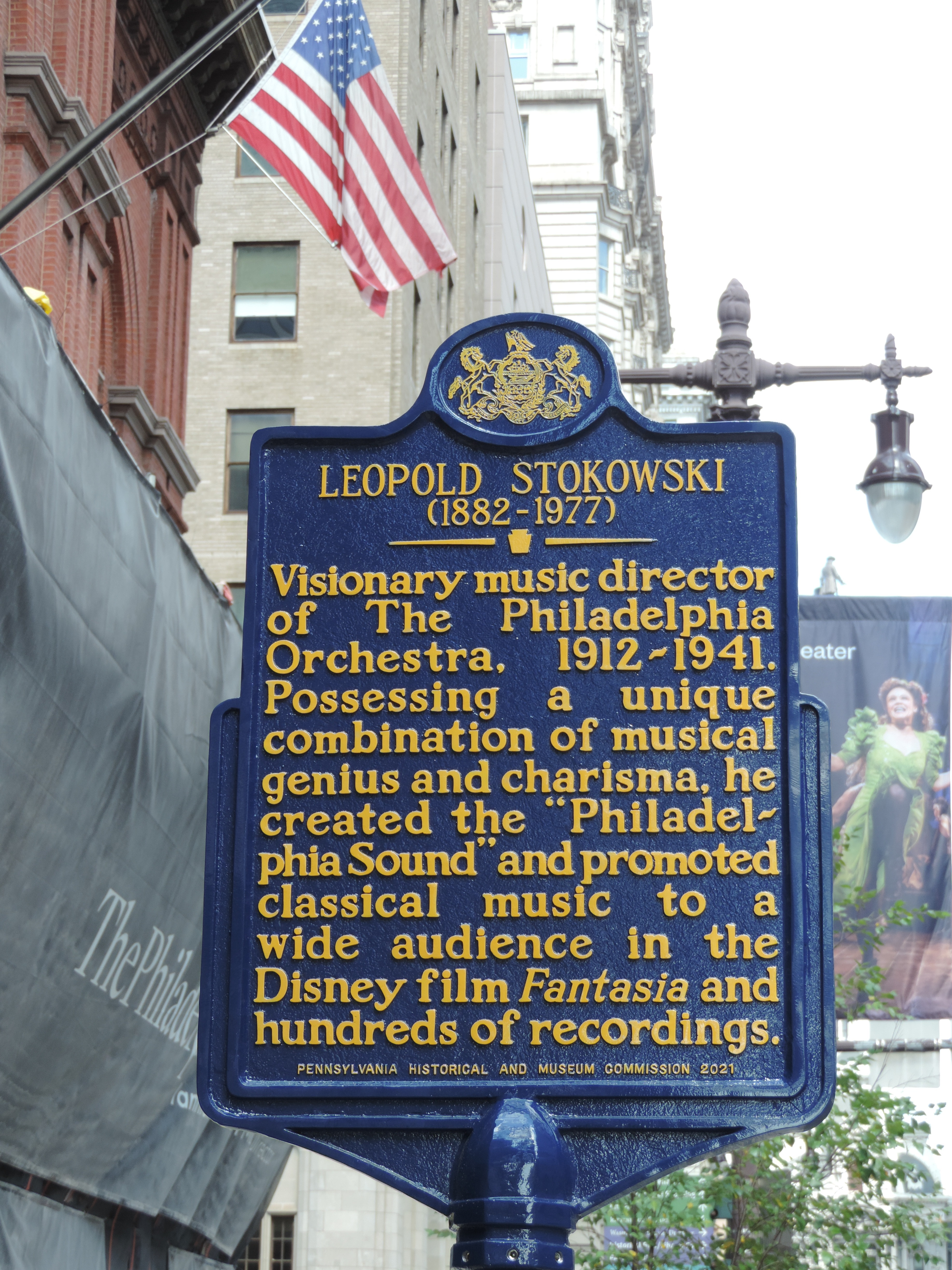 Fotografia przedstawiająca Plaque commemorating Leopold Stokowski in Philadelphia