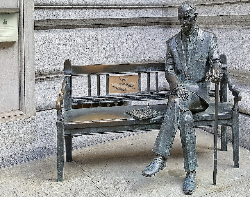 Photo showing Jan Karski bench in New York