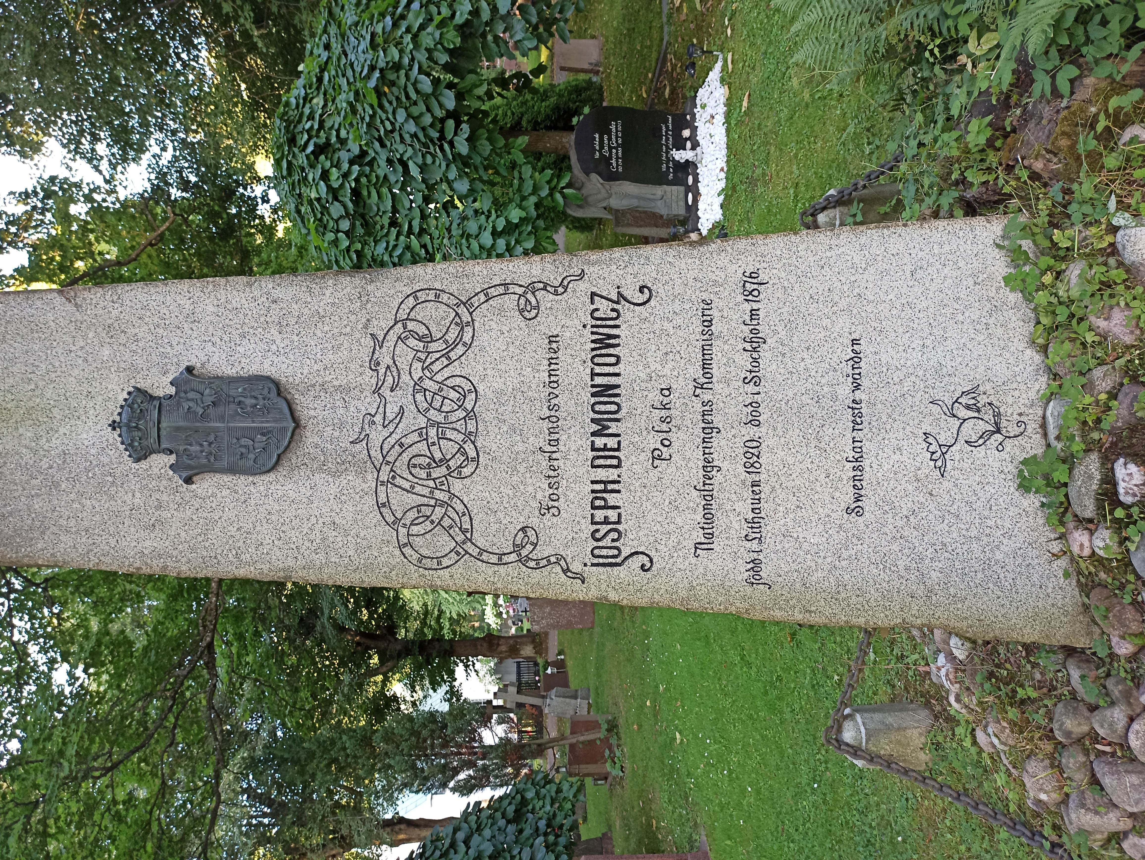 Fotografia przedstawiająca Tombstone of Jozef Demontowicz in Norra cemetery, Stockholm