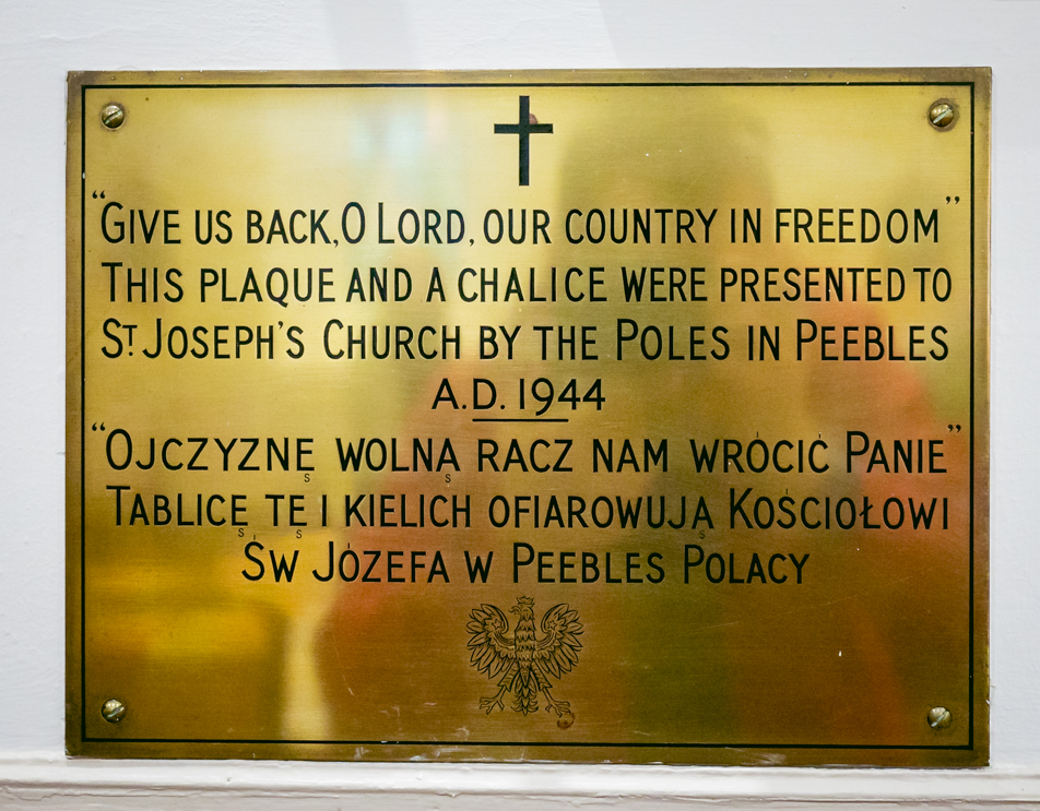 Fotografia przedstawiająca Memorial plaque at St Joseph\'s Church in Peebles