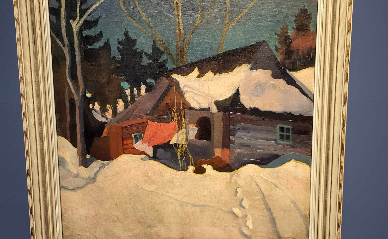 Photo montrant Peinture \"Paysage d\'hiver à Zakopane\" de Stanisław Ignacy Witkiewicz à la Galerie nationale hongroise de Budapest