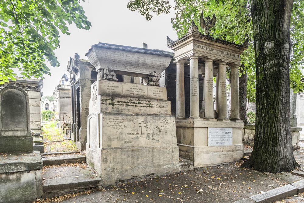 Fotografia przedstawiająca Collective tomb of the \"Exules Poloni Memoriae Suorum\" in the Montmartre cemetery in Paris