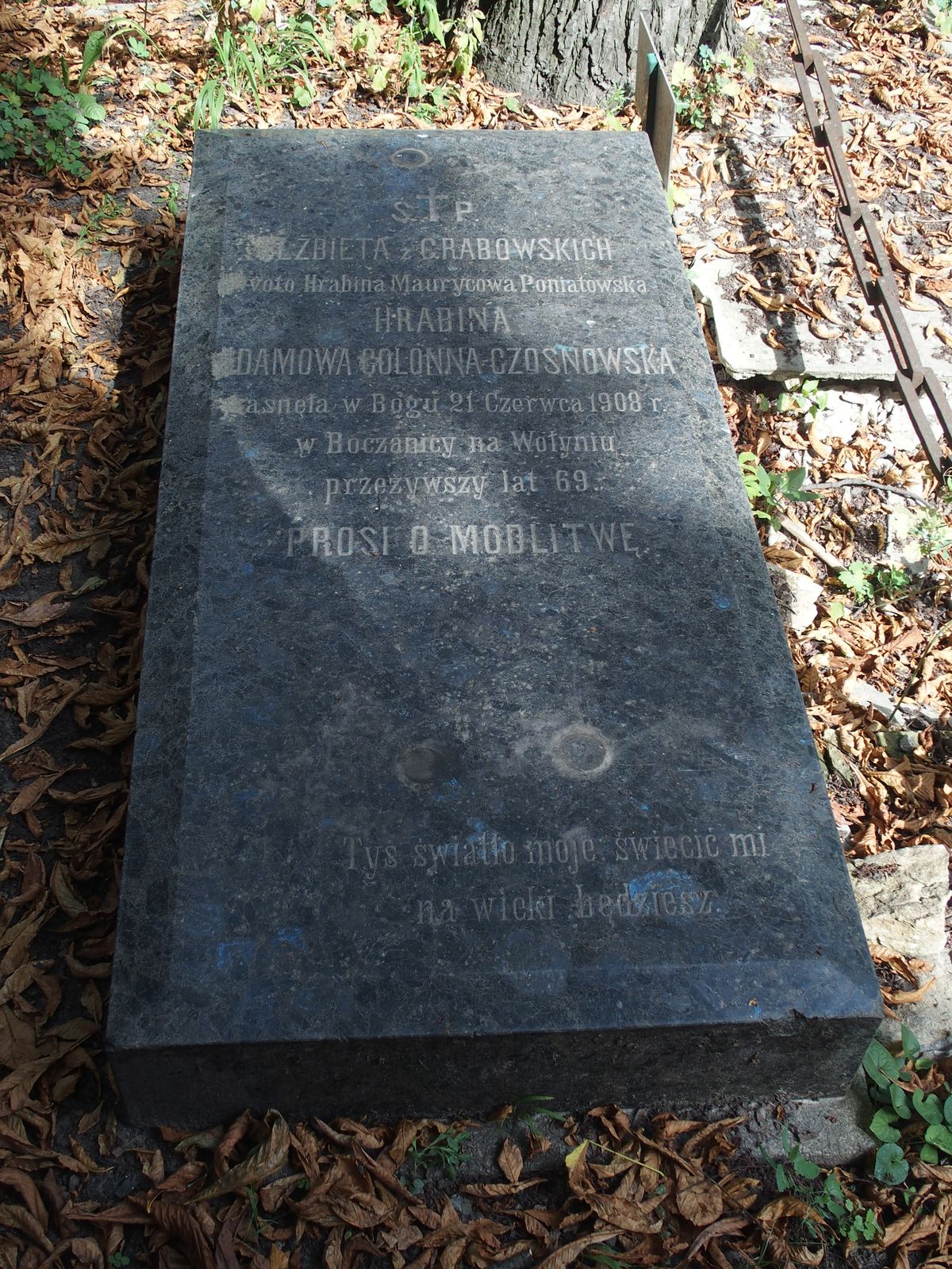 Tombstone of Elisabeth Poniatovskaya, Baykova cemetery in Kiev, as of 2021.
