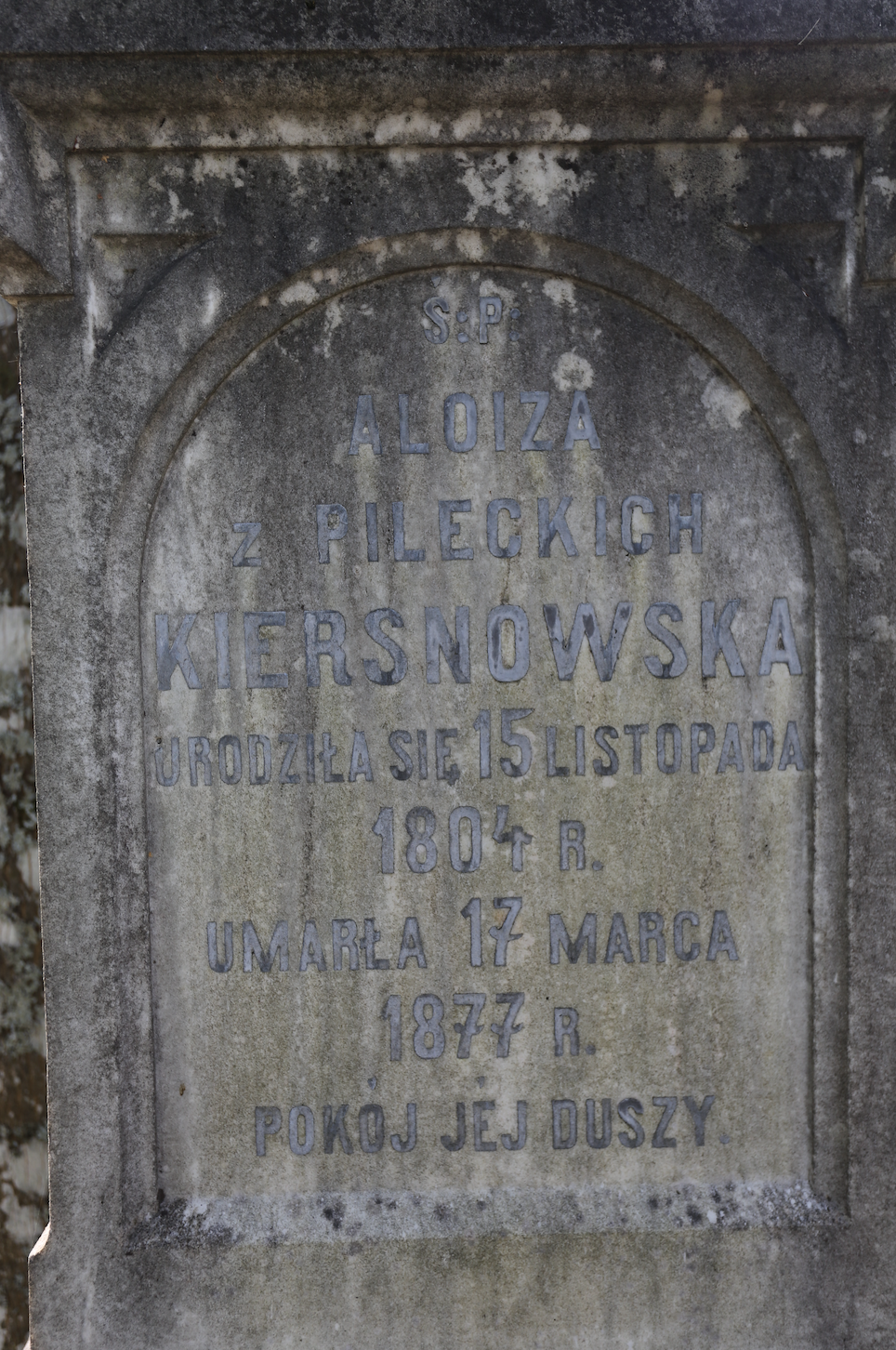 Photo showing Aloisa Kiersnowska\'s gravestone