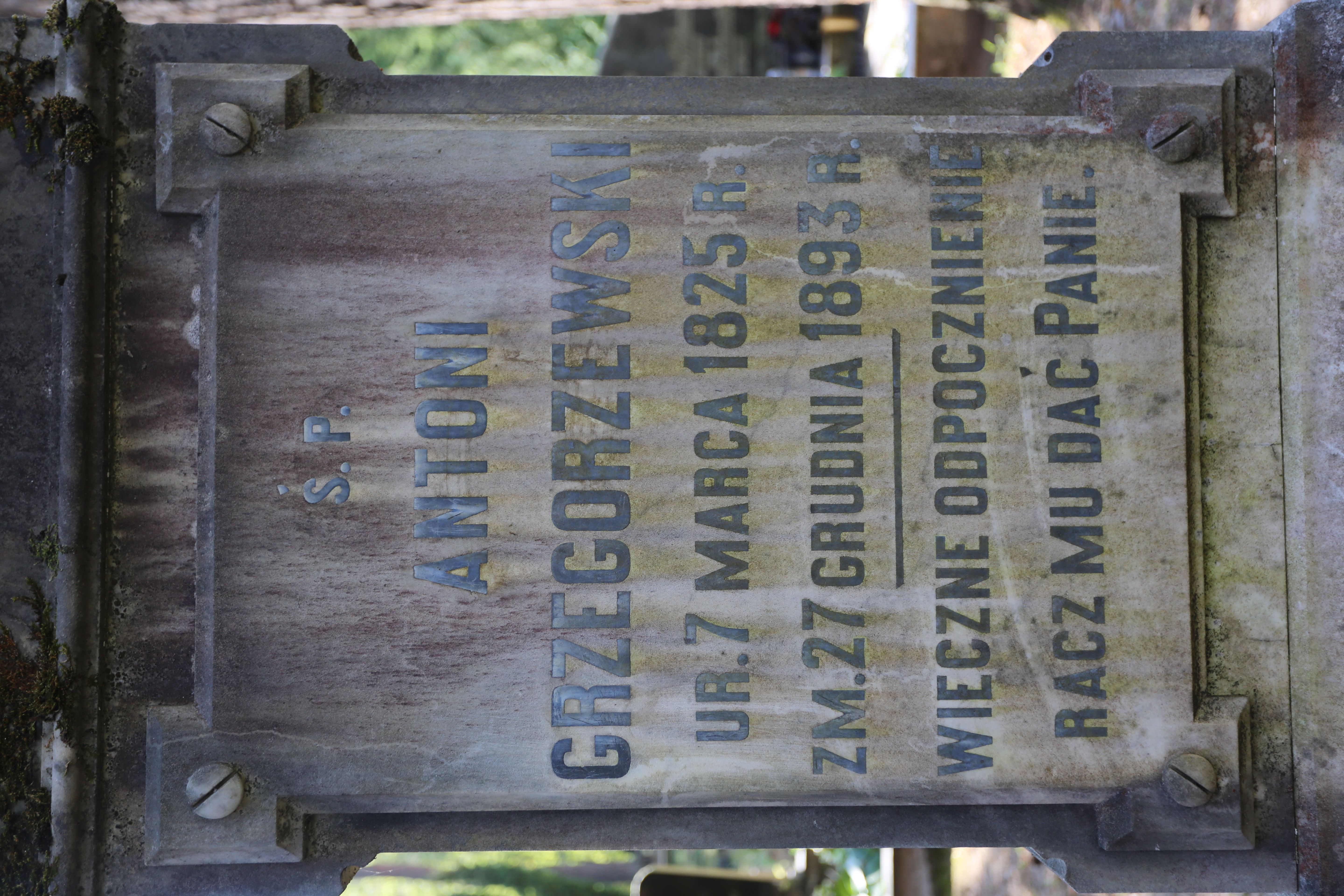 Fotografia przedstawiająca Tombstone of Antoni Grzegorzewski