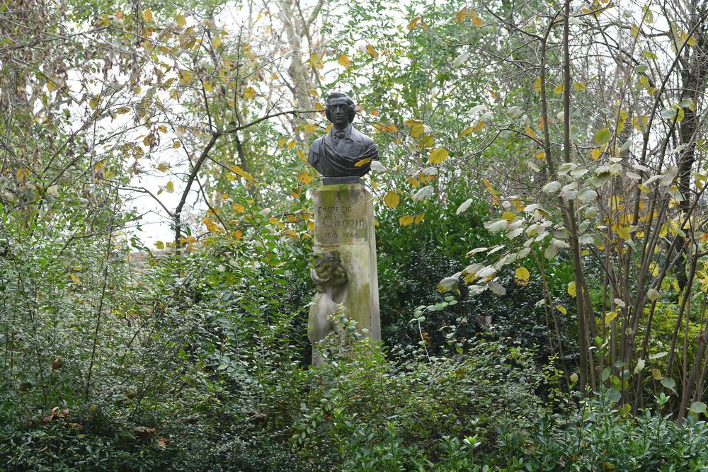 Photo montrant Statue de Frédéric Chopin dans les jardins du Luxembourg à Paris